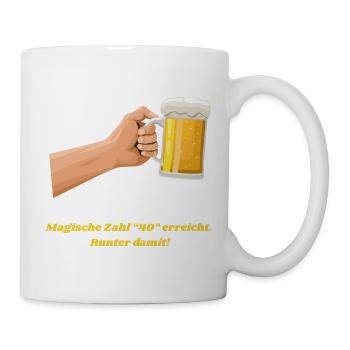 Magische Zahl 40 erreicht, amüsantes Bier Design - Tasse - Weiß - Rechts
