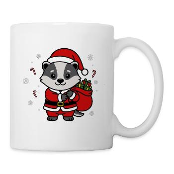 Süße Kawaii Santa Badger Weihnachtsgeschenktasche - Tasse - Weiß - Rechts