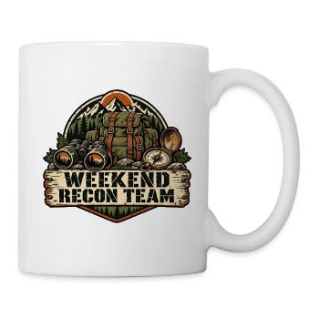 Weekend Recon Team – Retro-Outdoor-Abzeichen - Tasse - Weiß - Rechts