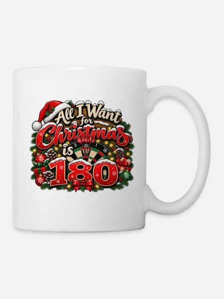 Weihnachten Dart 180 weihnachtliches Dart Motiv  - Tasse - Weiß