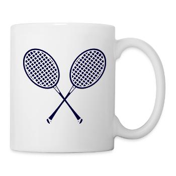 Verschränkte Badminton-Schläger - Tasse - Weiß - Rechts