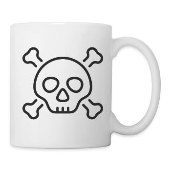 Totenkopf-und-Knochen-Linien-Symbol - Tasse - Weiß - Rechts