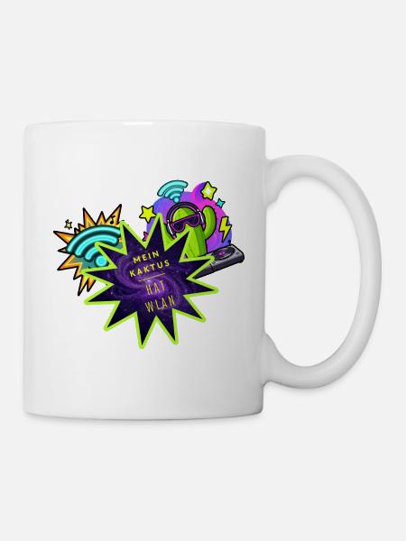 Kaktus WLAN Neon-Starburst - Tasse - Weiß