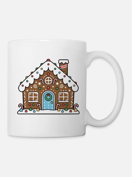 Lebkuchenhaus süßer Weihnachtskeks - Tasse - Weiß