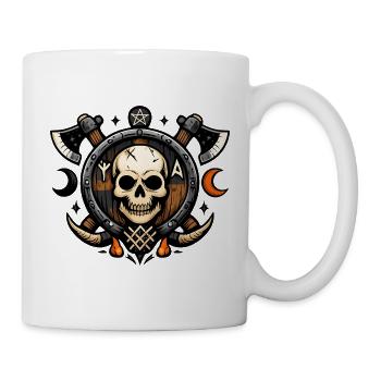Schädel Schild Ritual-Motiv - Tasse - Weiß - Rechts