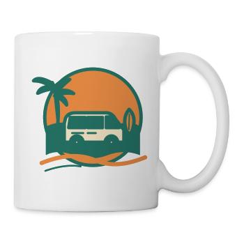 Sonnenuntergang Surfbus am Strand - Tasse - Weiß - Rechts