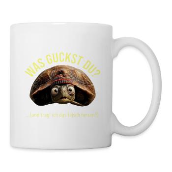 lustige Schildkröte, Was guckst Du?  - Tasse - Weiß - Rechts