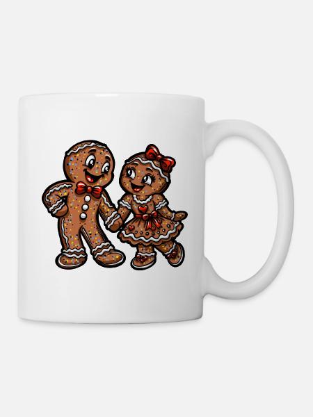 Pfefferkuchen Pärchen Weihnacht Liebe - Tasse - Weiß
