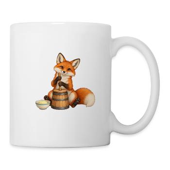 Fuchs rührt Butter im Butterfass - Tasse - Weiß - Rechts