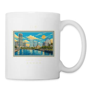 Japan Yokohama Vintage Reisemarke - Tasse - Weiß - Rechts