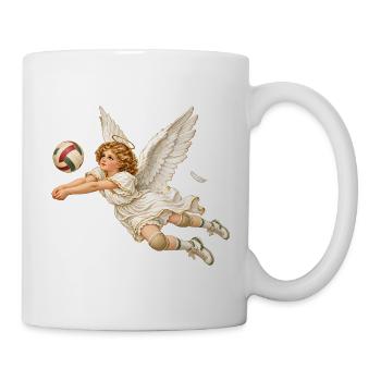Volleyball Engel Weihnachten Geschenk Vintage - Tasse - Weiß - Rechts