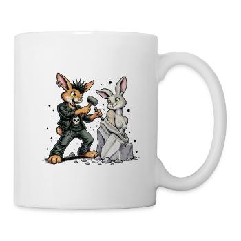 Bildhauer Bunny Punk Meiselt Lady Punk Statue - Tasse - Weiß - Rechts