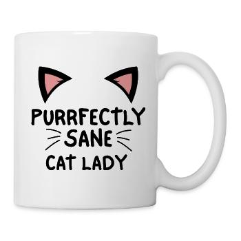 Purrfekt vernünftige Katzen-Damen-Shirt | Lustiges Katzen-Mama-T-Shirt - Tasse - Weiß - Rechts