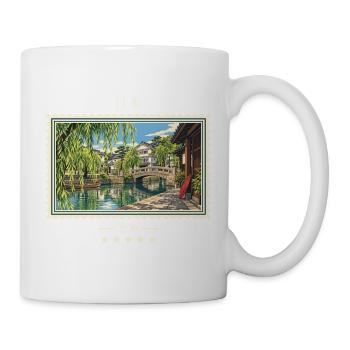 Japan Kurashiki Vintage Reisemarke - Tasse - Weiß - Rechts