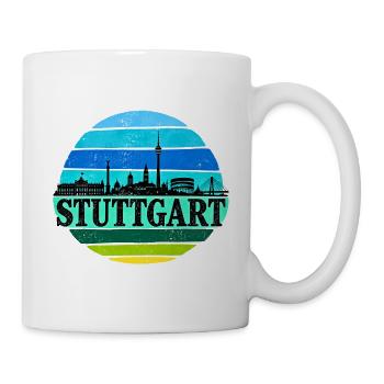 Stuttgart - Skyline - Sonnenuntergang - Retro - Tasse - Weiß - Rechts