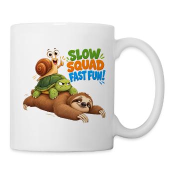 Slow Squad Fast Fun - Funny Slow Animals - Tasse - Weiß - Rechts