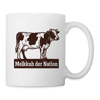 Melkkuh der Nation Steuerzahler Spruch Holzschnitt - Tasse - Weiß - Rechts