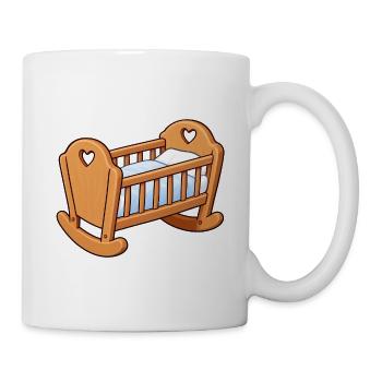 Süße Babywiege mit Herzchen – niedliches Babymotiv - Tasse - Weiß - Rechts