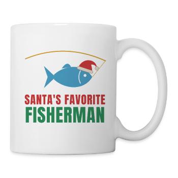 Santa's Favorite Fisherman – Fishing Christmas - Tasse - Weiß - Rechts