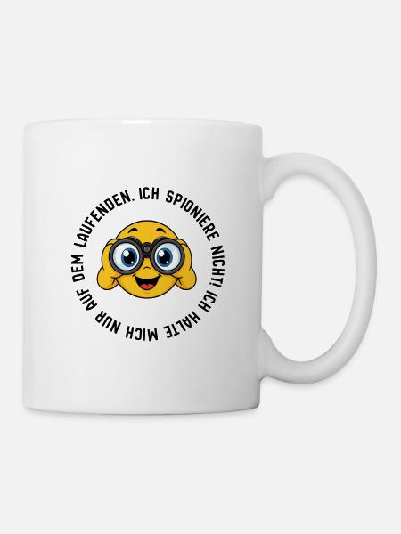 Ich spioniere nicht ! Emoji Fernglas - Tasse - Weiß