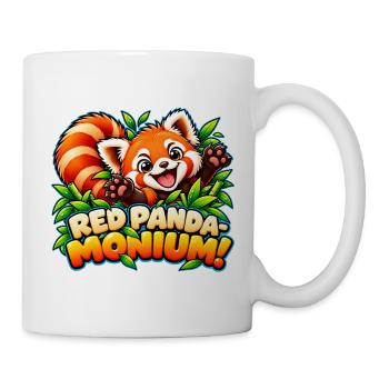 Red Panda-monium! - Niedlicher und lustiger Red Panda - Tasse - Weiß - Rechts