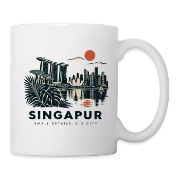 Singapur Skyline Abend - Tasse - Weiß - Rechts