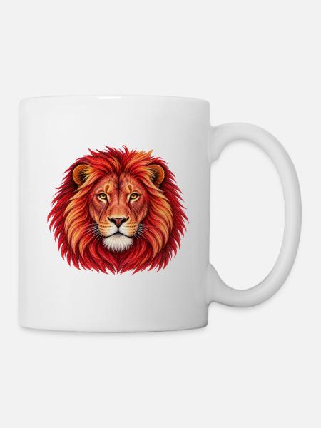 Majestätischer rot-goldener Löwe - Tasse - Weiß