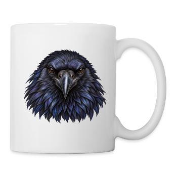 Blauer und Schwarzer Krähenkopf - Tasse - Weiß - Rechts