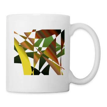 Abstrakte Fragmente Grüner Ocker - Tasse - Weiß - Rechts