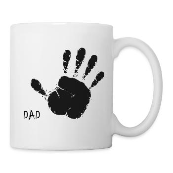 Papa-Handabdruck – Personalisiertes Vaterschaftsdesign - Tasse - Weiß - Rechts