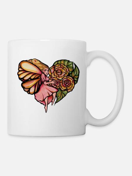 Feen-Rosen-Umarmung - Tasse - Weiß