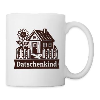 Datschenkind Ost Spruch Holzschnitt - Tasse - Weiß - Rechts
