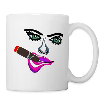 Neon Lippen Pop-Art Zigarre - Tasse - Weiß - Rechts