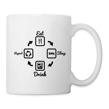 Manger dormir boire répéter, citation, humour - Mug blanc - blanc - Droite