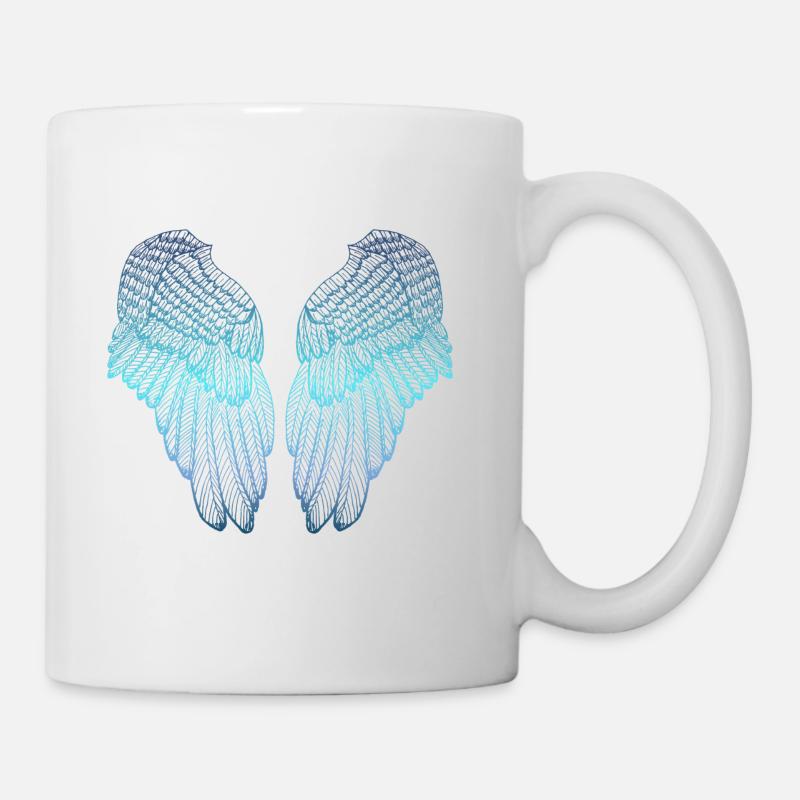 Feathery Blue Toned Angel Wings - Mug - white