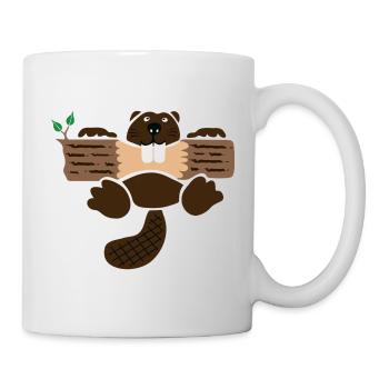 beaver eager rodent otter wood forest teeth tree - Mug - white - Right