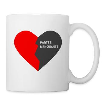 DEMI CŒUR ROUGE CÔTÉ GAUCHE - Mug blanc - blanc - Droite