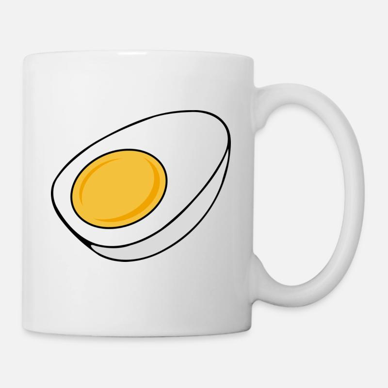Oeuf cuit à moitié coupé - Mug blanc - blanc