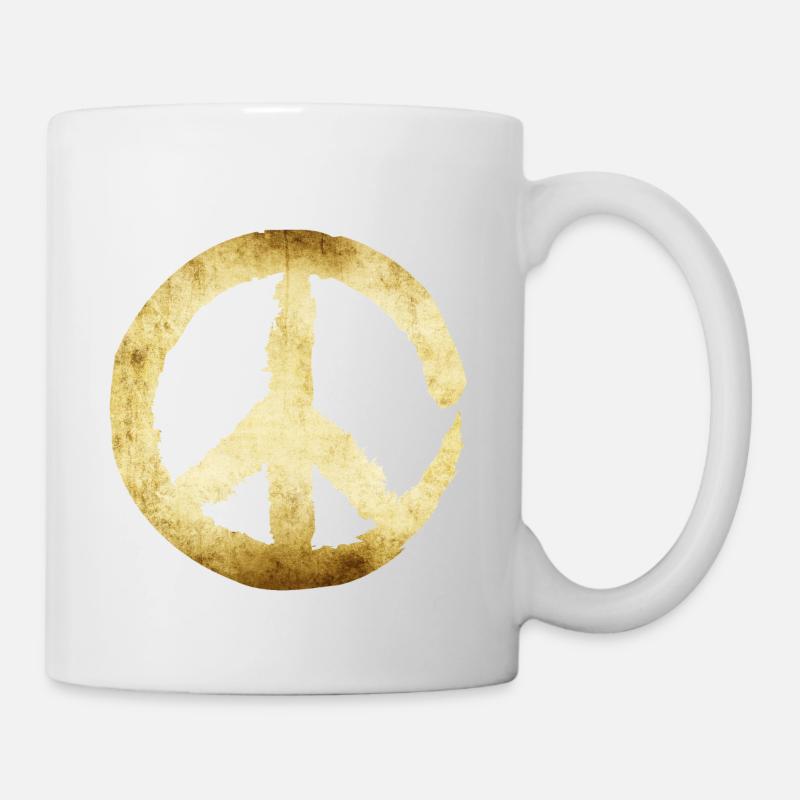 Peace Zeichen - Gold - Tasse - Weiß
