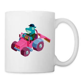 Hippo in a tractor - Mug - white - Right