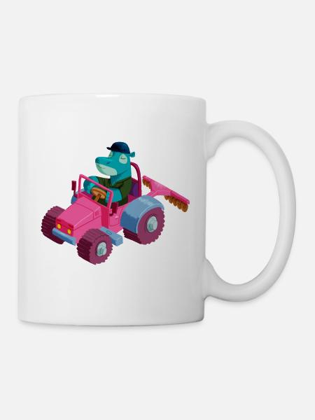 Hippo in a tractor - Mug - white