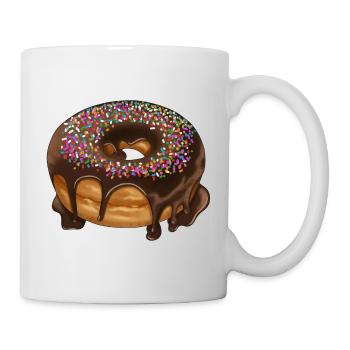 Donut Schoko mit Streusel Gebäck Illustration - Tasse - Weiß - Rechts