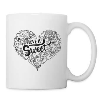 Love is sweet schwarz - Tasse - Weiß - Rechts