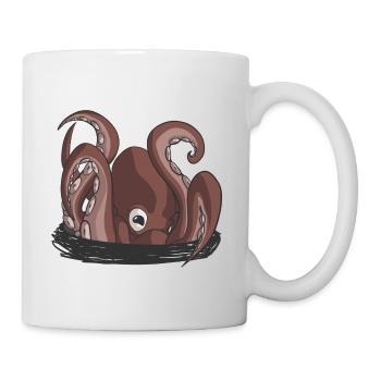Der Beginn der Krake - Tasse - Weiß - Rechts