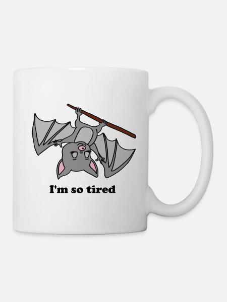 Fledermaus, Vampir, Halloween, bat, müde, abhängen - Tasse - Weiß