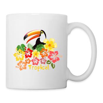 Toucan hibiscus fleurs été vacances forêt tropicale - Mug blanc - blanc - Droite