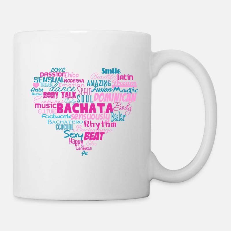 Coeur Bachata - bleu / rose - Bachata Dance Shirt - Mug blanc - blanc