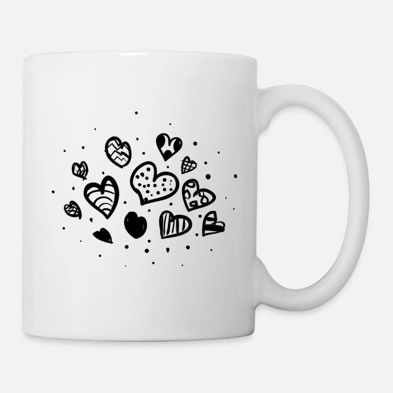 Herzen überall - Tasse - Weiß