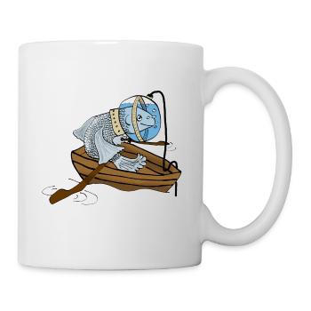 Fisch im Ruderboot mit Tauchglocke - Tasse - Weiß - Rechts