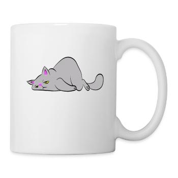 Chat fatigué - Mug blanc - blanc - Droite